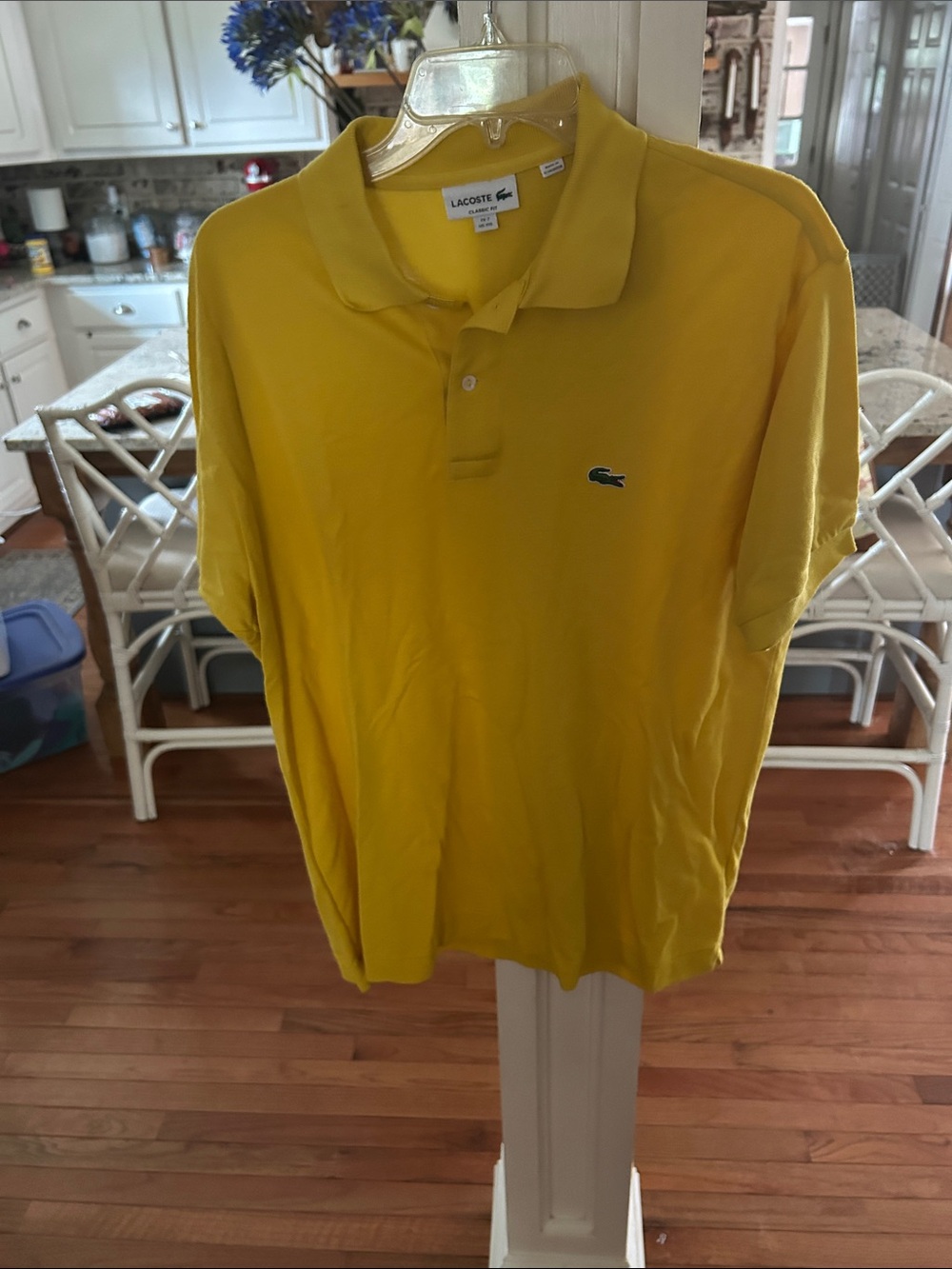 Lacoste Men's Yellow Pique Polo with Crocodile Logo